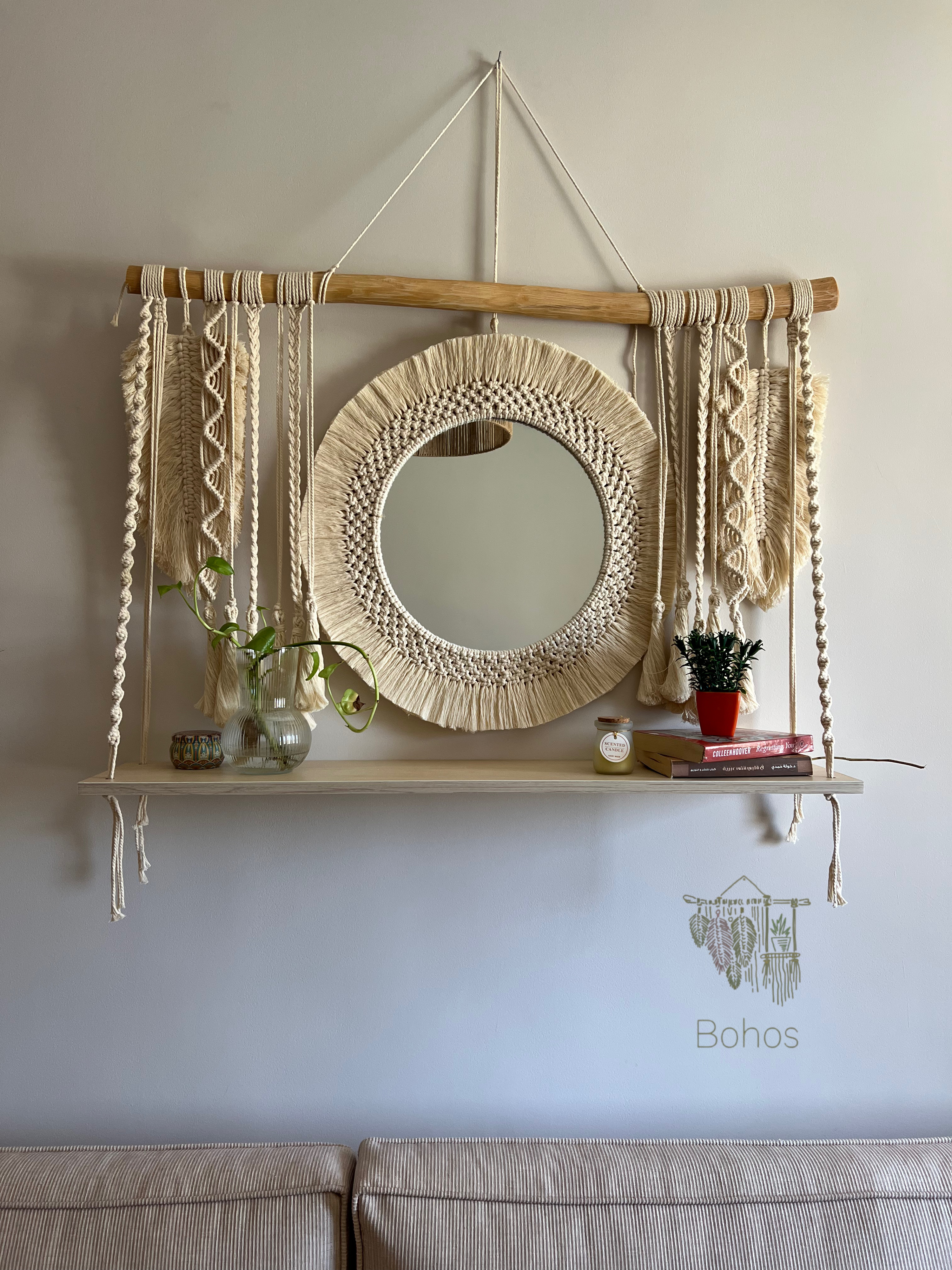 Macrame Mirror With Shelf