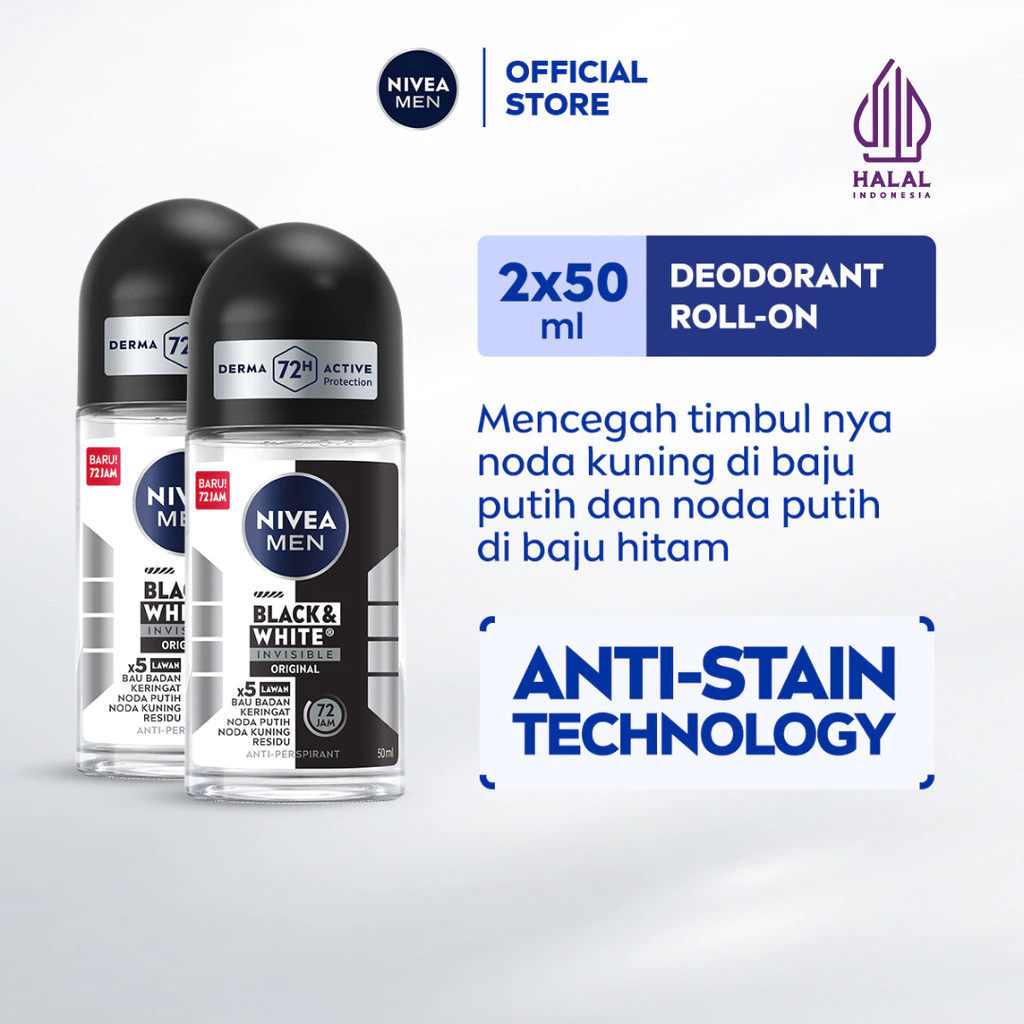 NIVEA MEN Personal Care Deodorant Invisible Black&White Roll-On