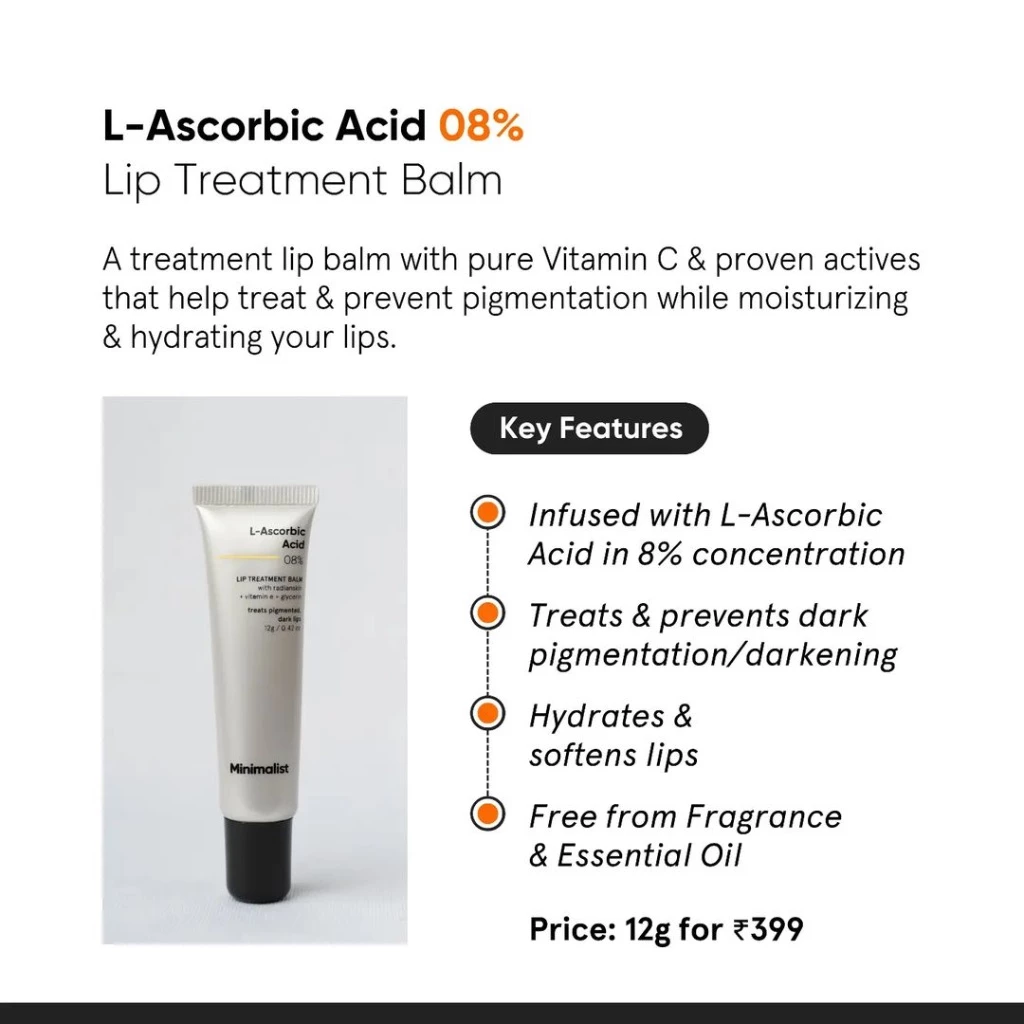 Minimalist 8% L-Ascorbic Acid Lip Brightening Balm