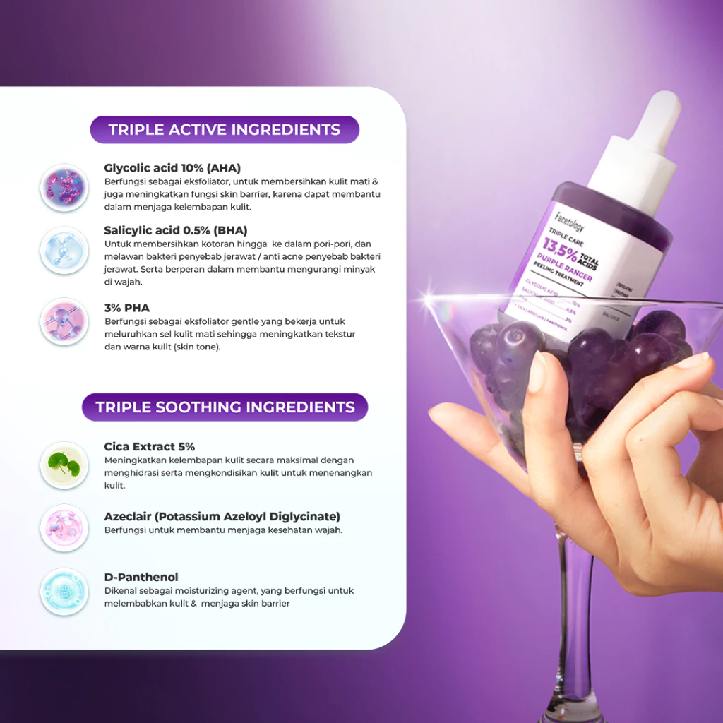 FACETOLOGY Triple Care 13.5% Total Acids Purple Ranger Peeling Treatment Serum