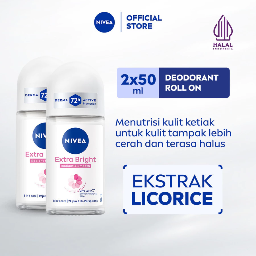NIVEA Deodorant Roll On Extra Bright Radiant & Smooth