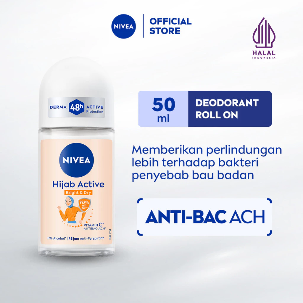 NIVEA Deodorant Roll On Hijab Active Bright & Dry 50ml