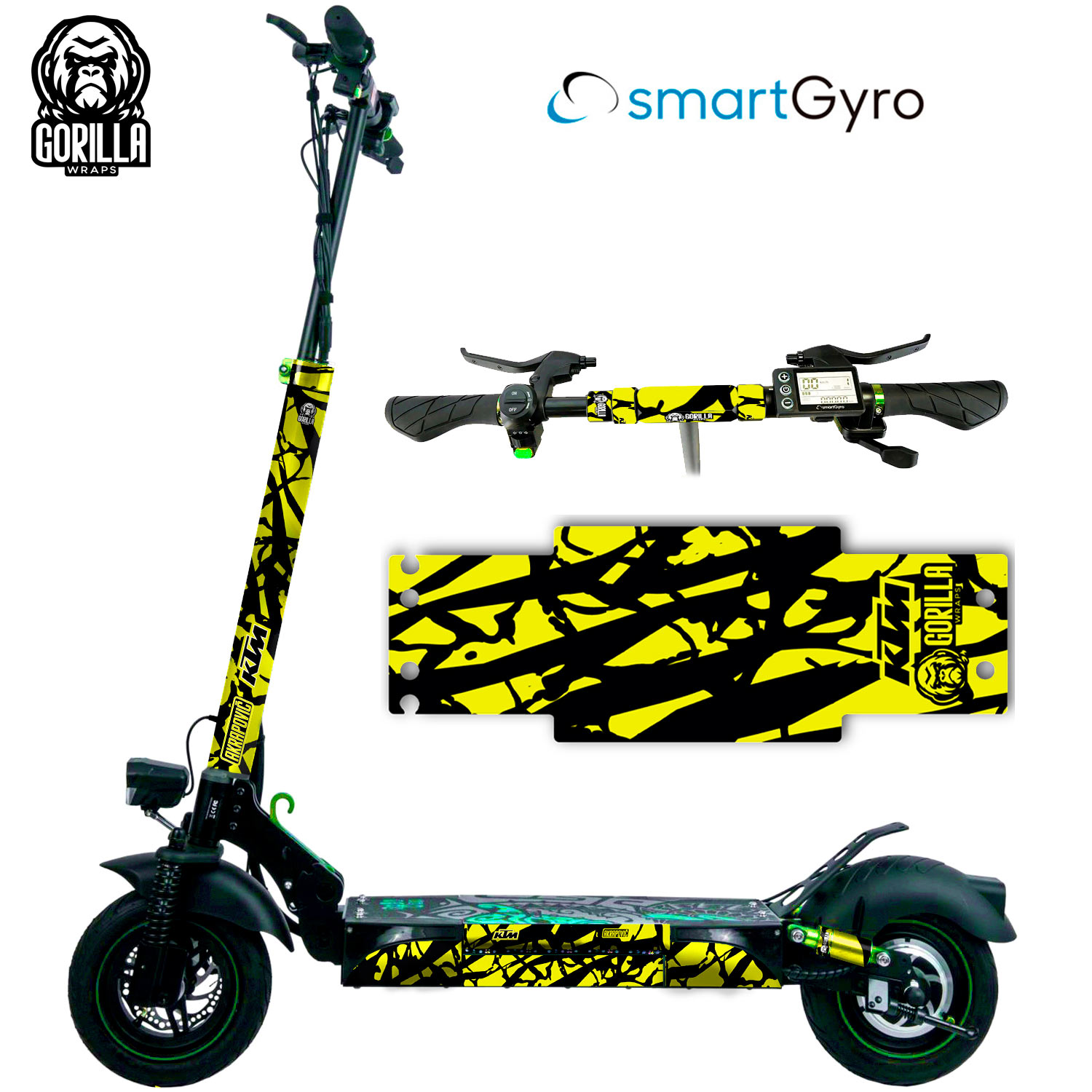 Vinilo + base antideslizante para Smartgyro Rockway, Speedway y Crossover KTM – Fluor [Gorilla]