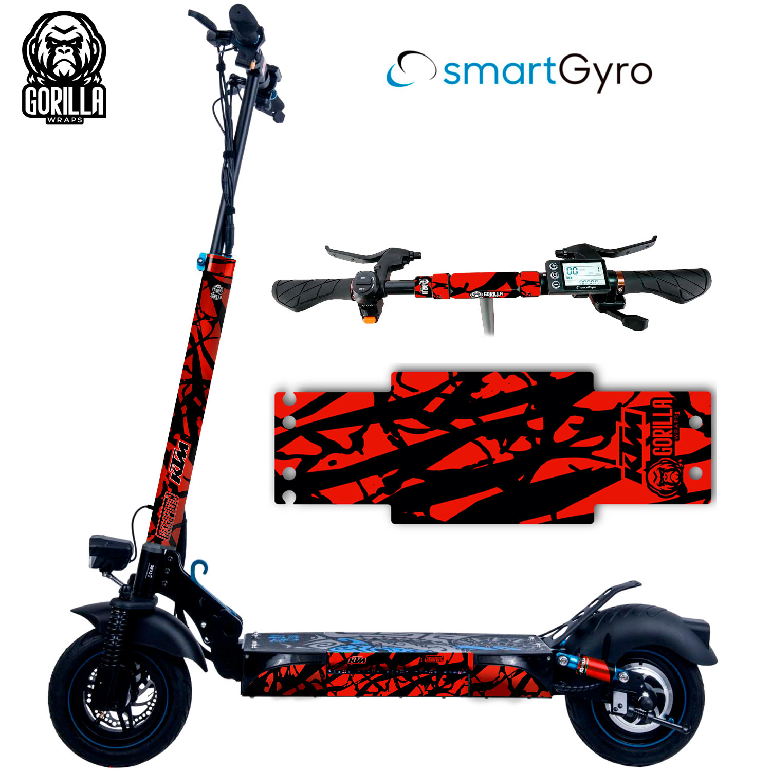 Vinilo + base antideslizante para Smartgyro Rockway, Speedway y Crossover KTM – Rojo [Gorilla]