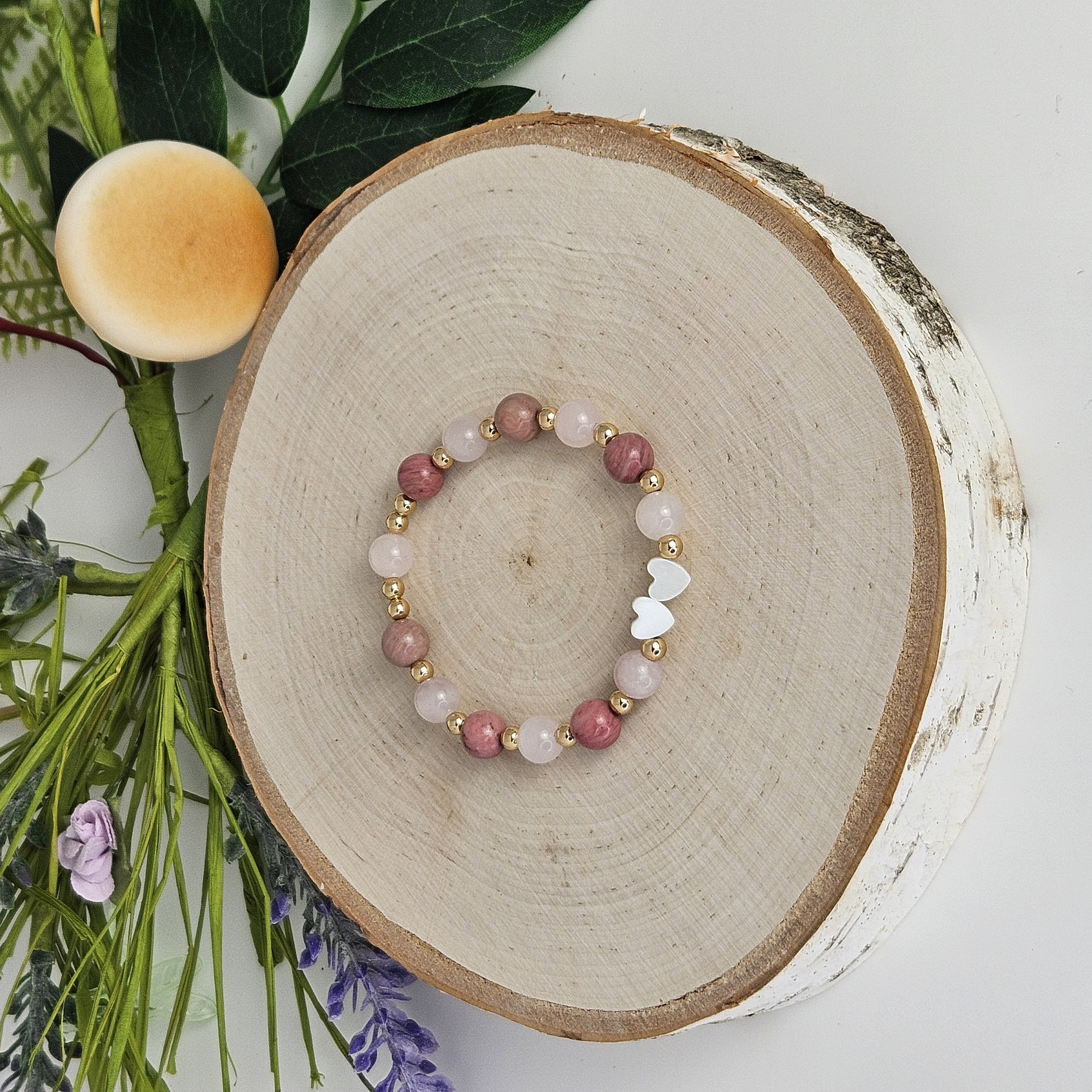 Two Hearts-Rhodonite and Rose Quartz