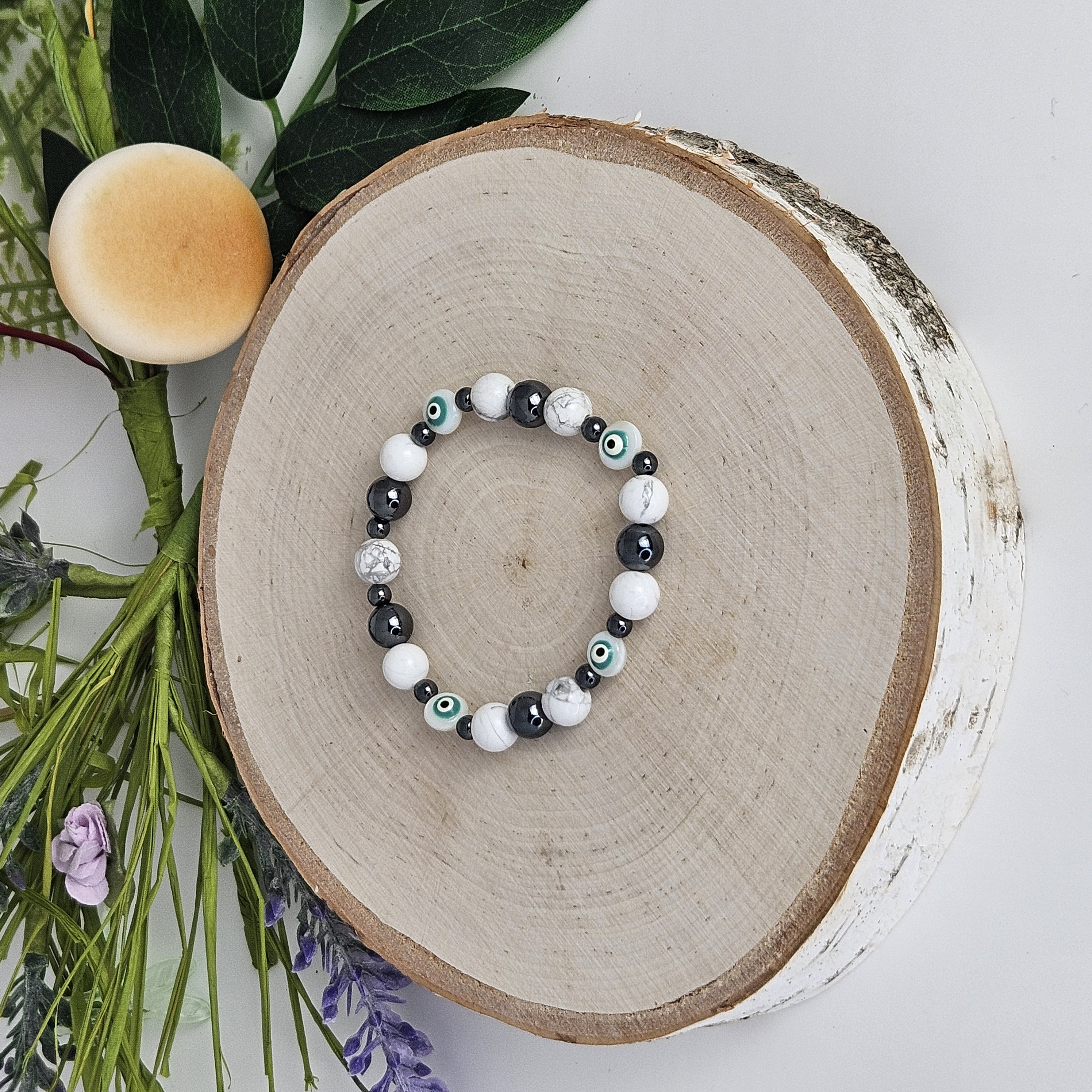 Evil Eye Series Howlite and Hematite Bracelet