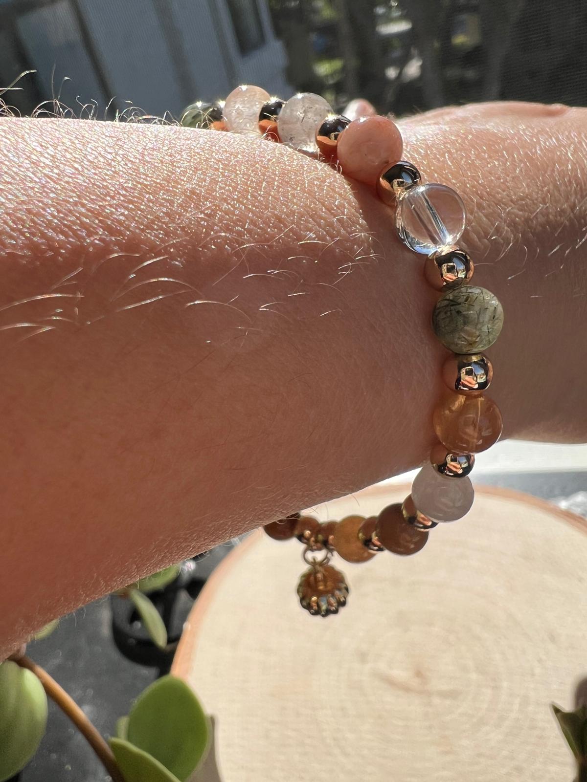 Golden Pumpkin Charm Pendant with Rutilated Quartz — Made to Fit You