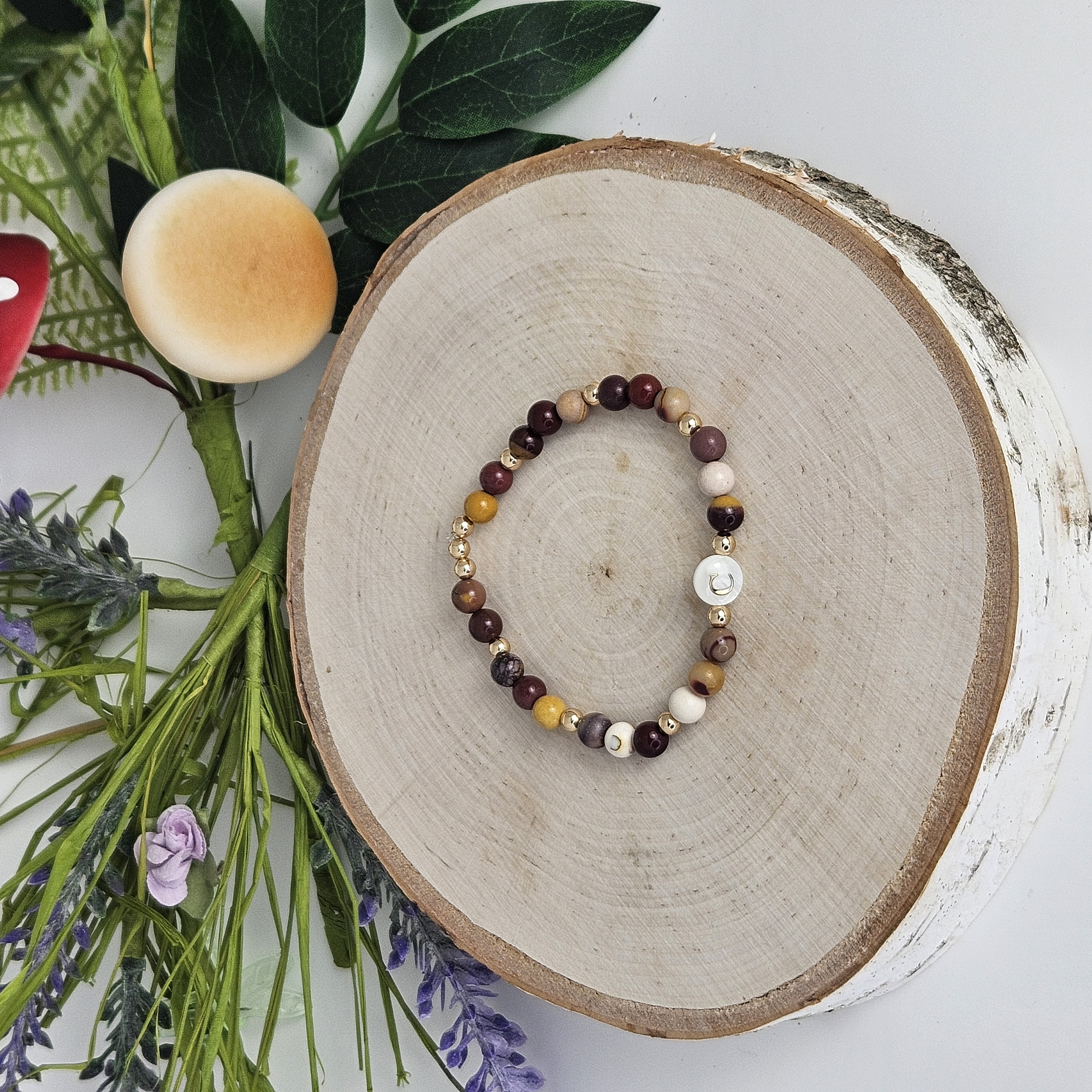 Custom Gemstone and Freshwater Shell Letter Bracelet