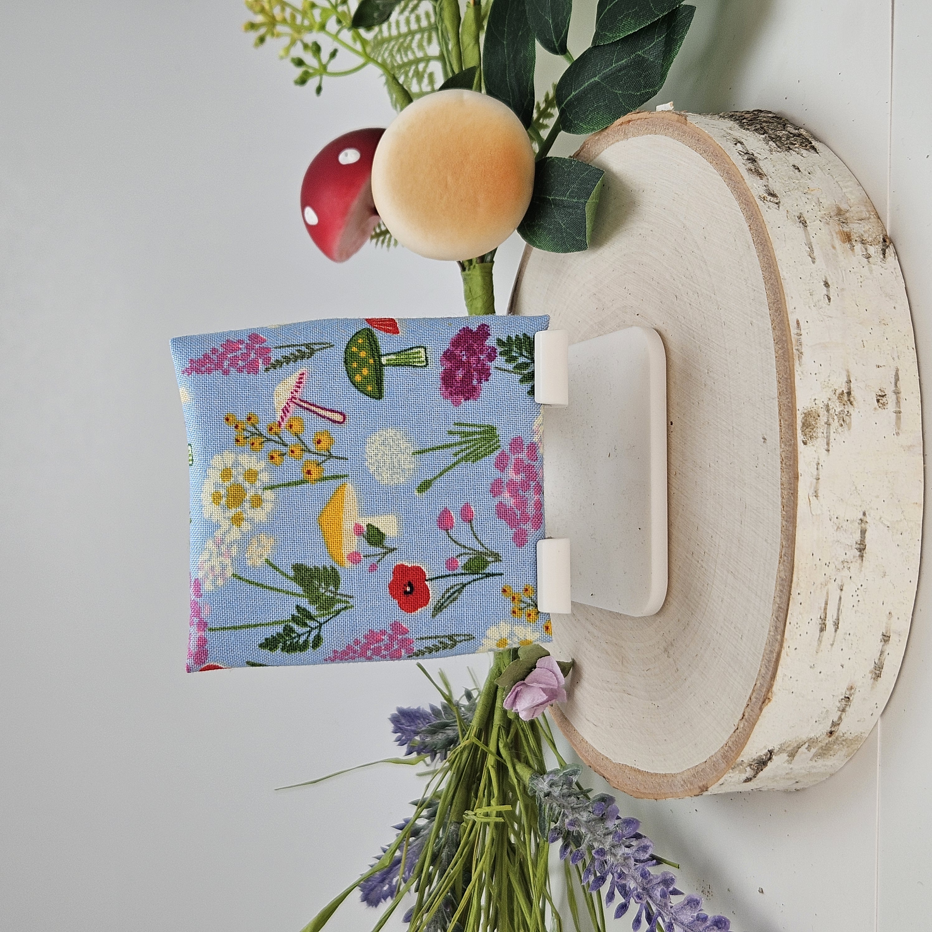 Handmade Canvas Zipper Bag – Love Design with Flowers & Bee