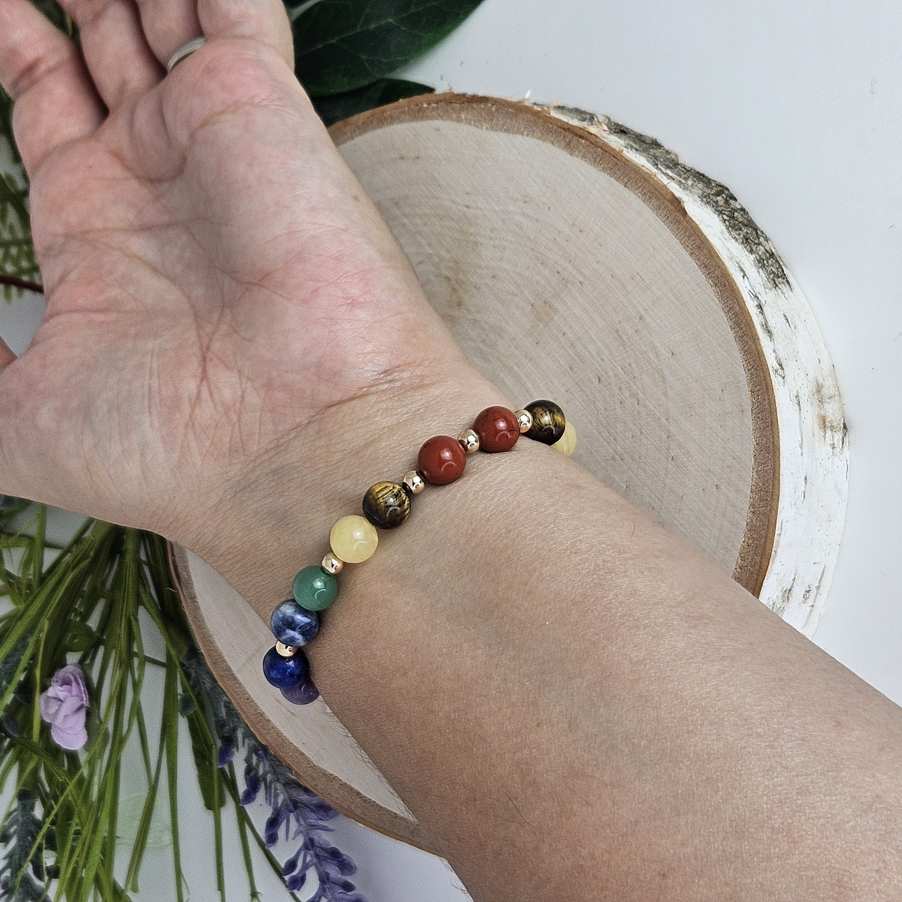 Large White Jade Rose Chakra Bracelet