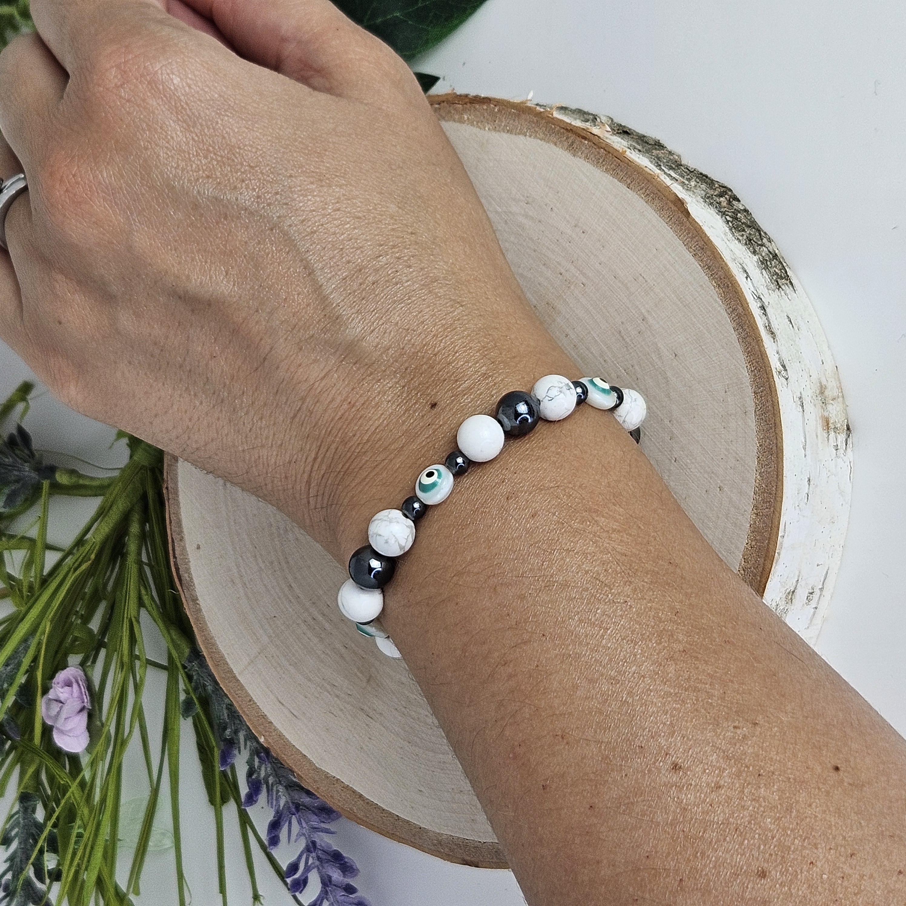 Evil Eye Series Howlite and Hematite Bracelet