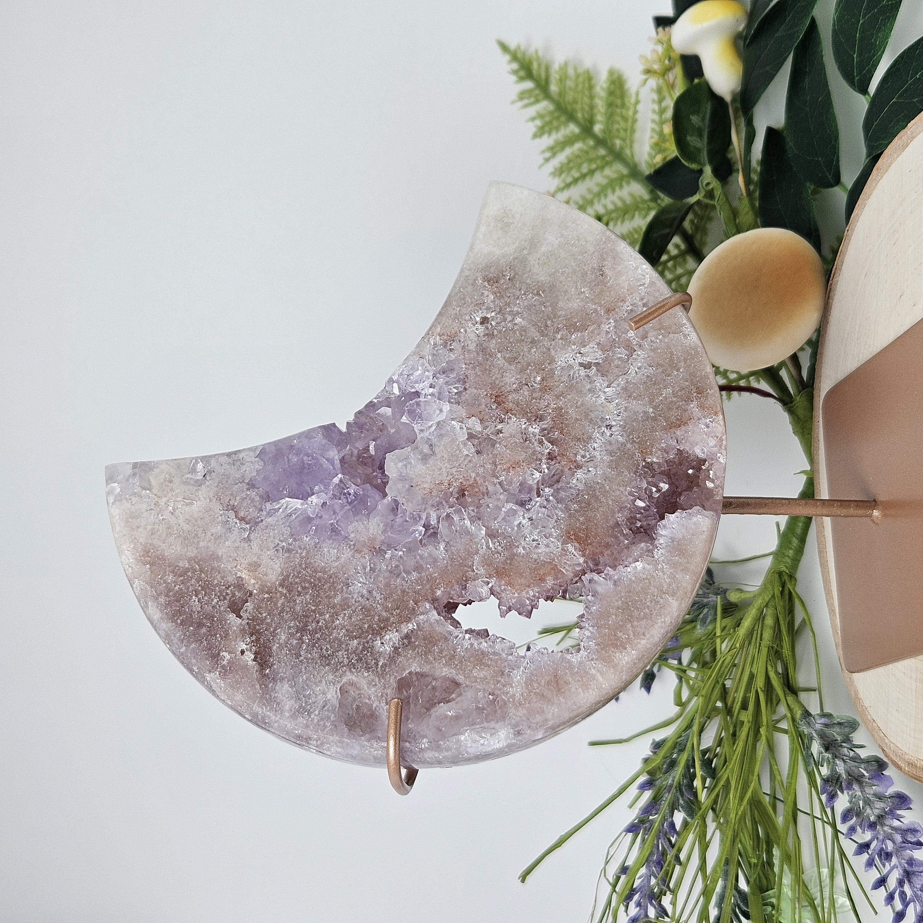 Pink Amethyst Druzy Moon 