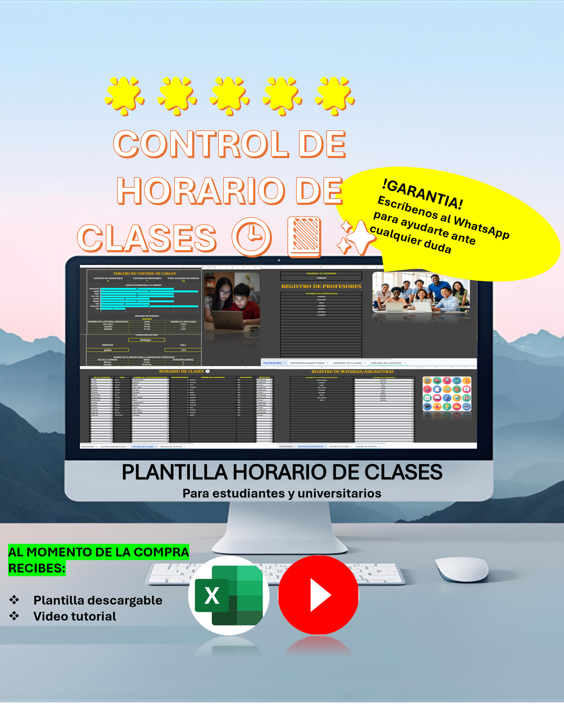 📘 Plantilla de Horario de Clases en Excel | Control Académico para Estudiantes