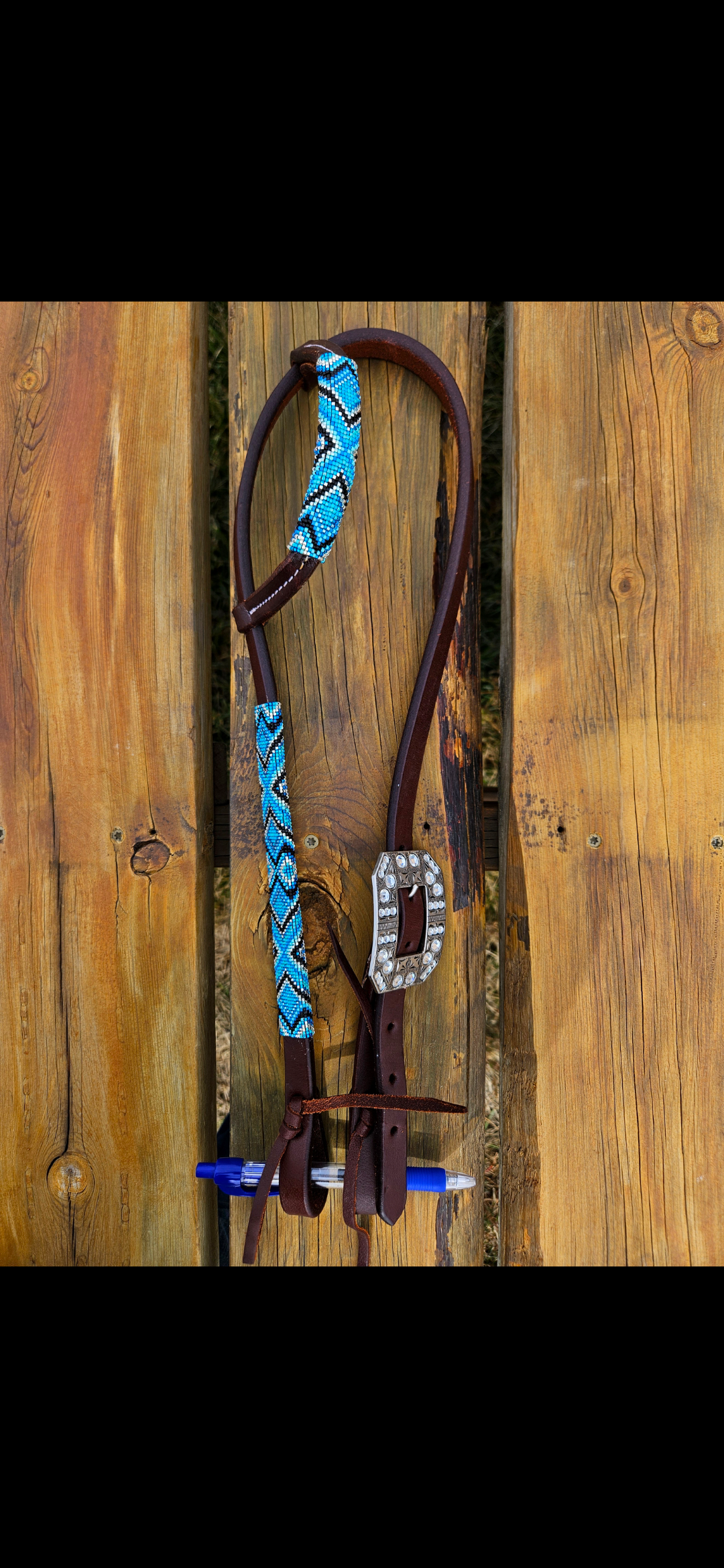  Beaded Leather Headstall