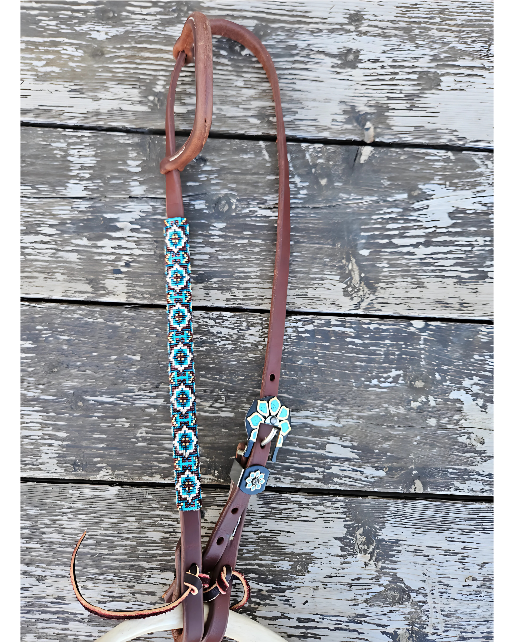 Beaded One-Ear Headstall – Blue Canyon Bloom