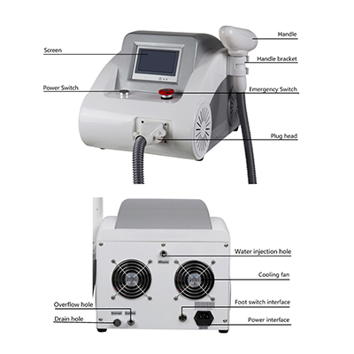 Portable Q Switched Nd Yag tattoo removal machine 