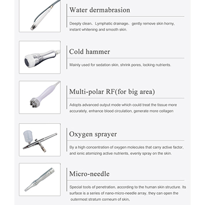 Portable rf cold face lifting microdermabrasion skin tightening hydro facial machine