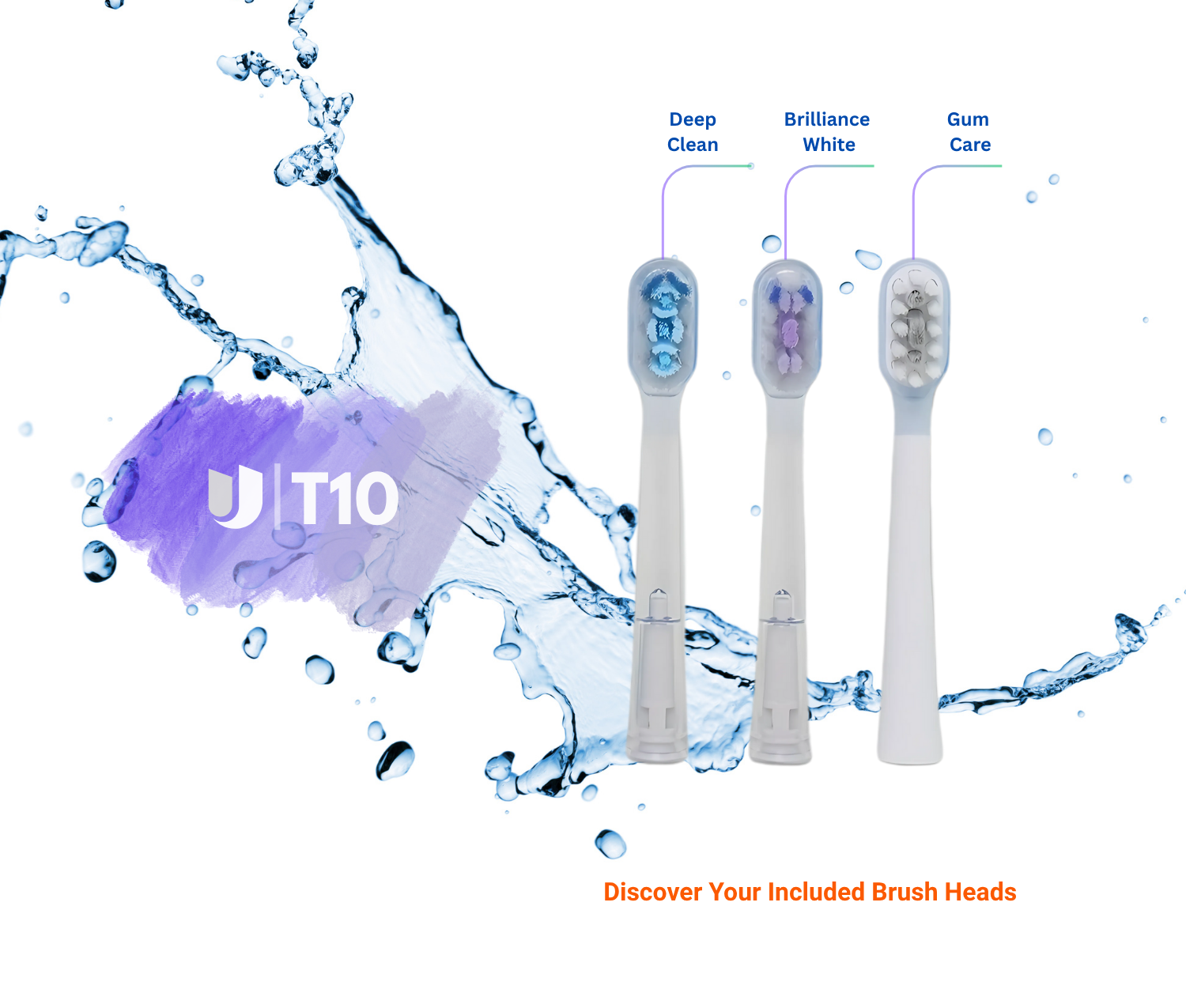 Uniorange T10 Pro Toothbrush Heads (3-Pack): Deep Clean, Brilliance White & Gum Care ✨