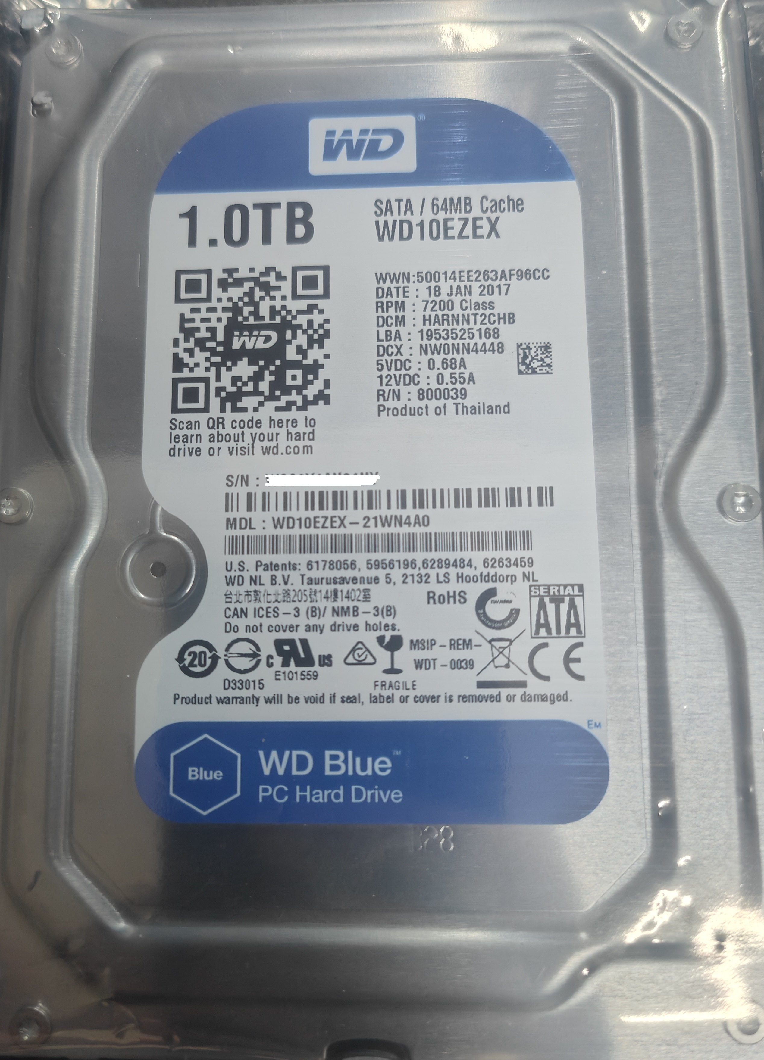 WD Blue 1TB Internal Hard Drive (Used & Tested)