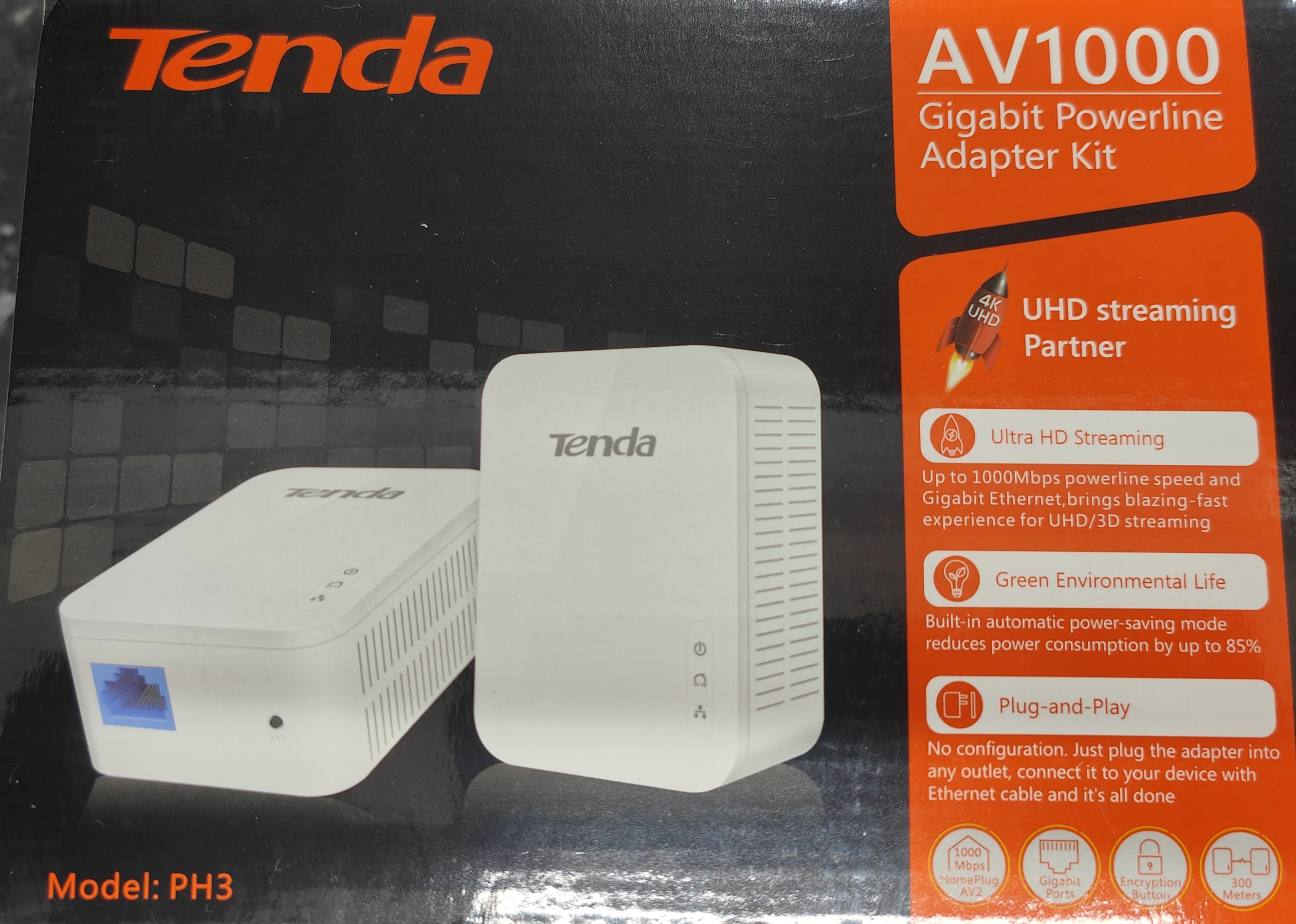 Tenda AV1000 Gigabit Powerline Adapter Kit