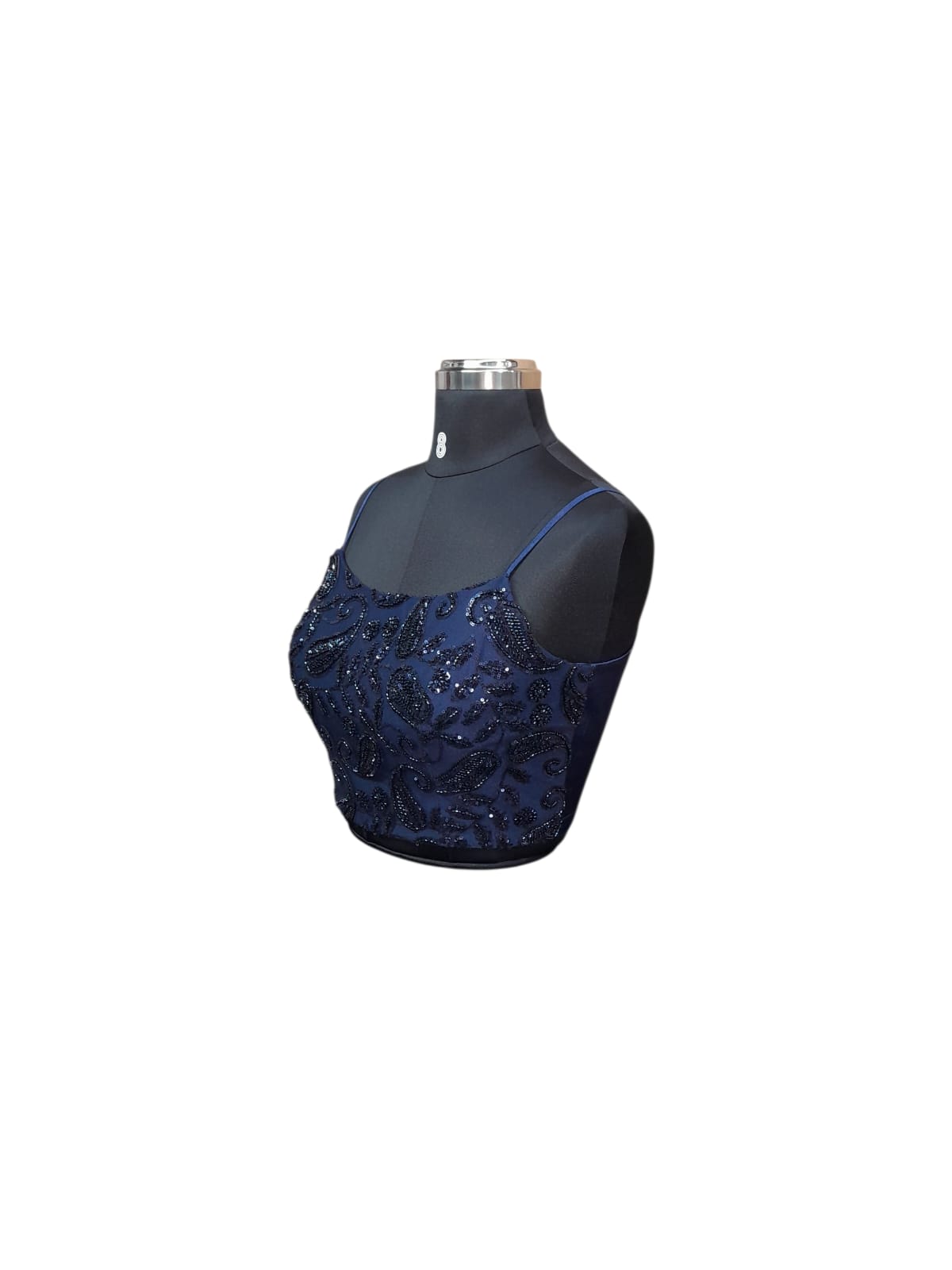 Navy Blue Sequin Embroidered Blouse