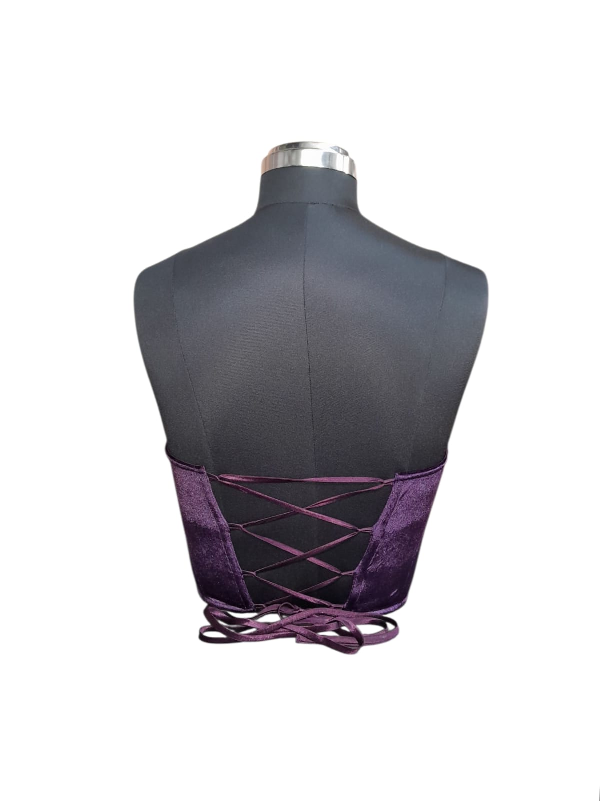 Velvet Corset Blouse with Beaded Fringe