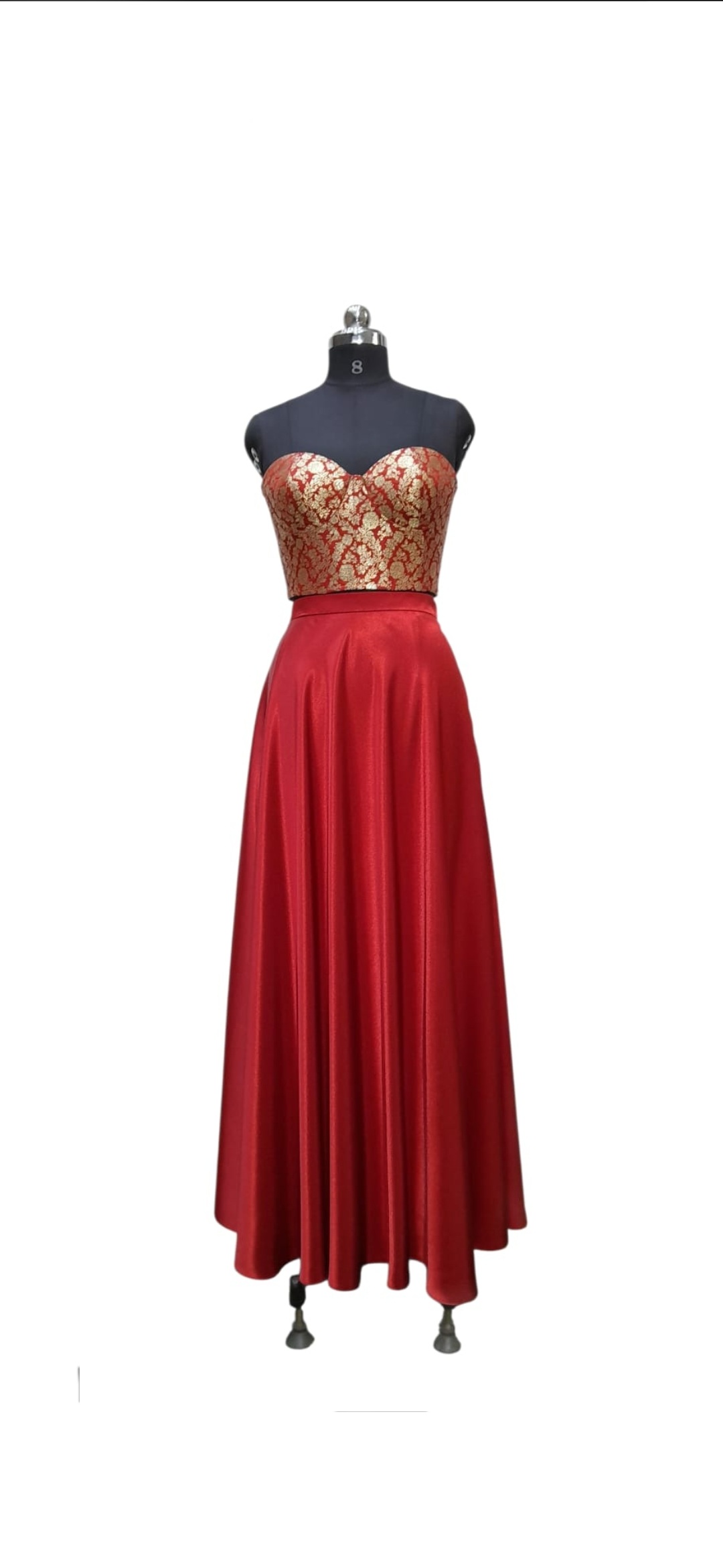 Scarlet Royale Brocade & Satin Flared Gown