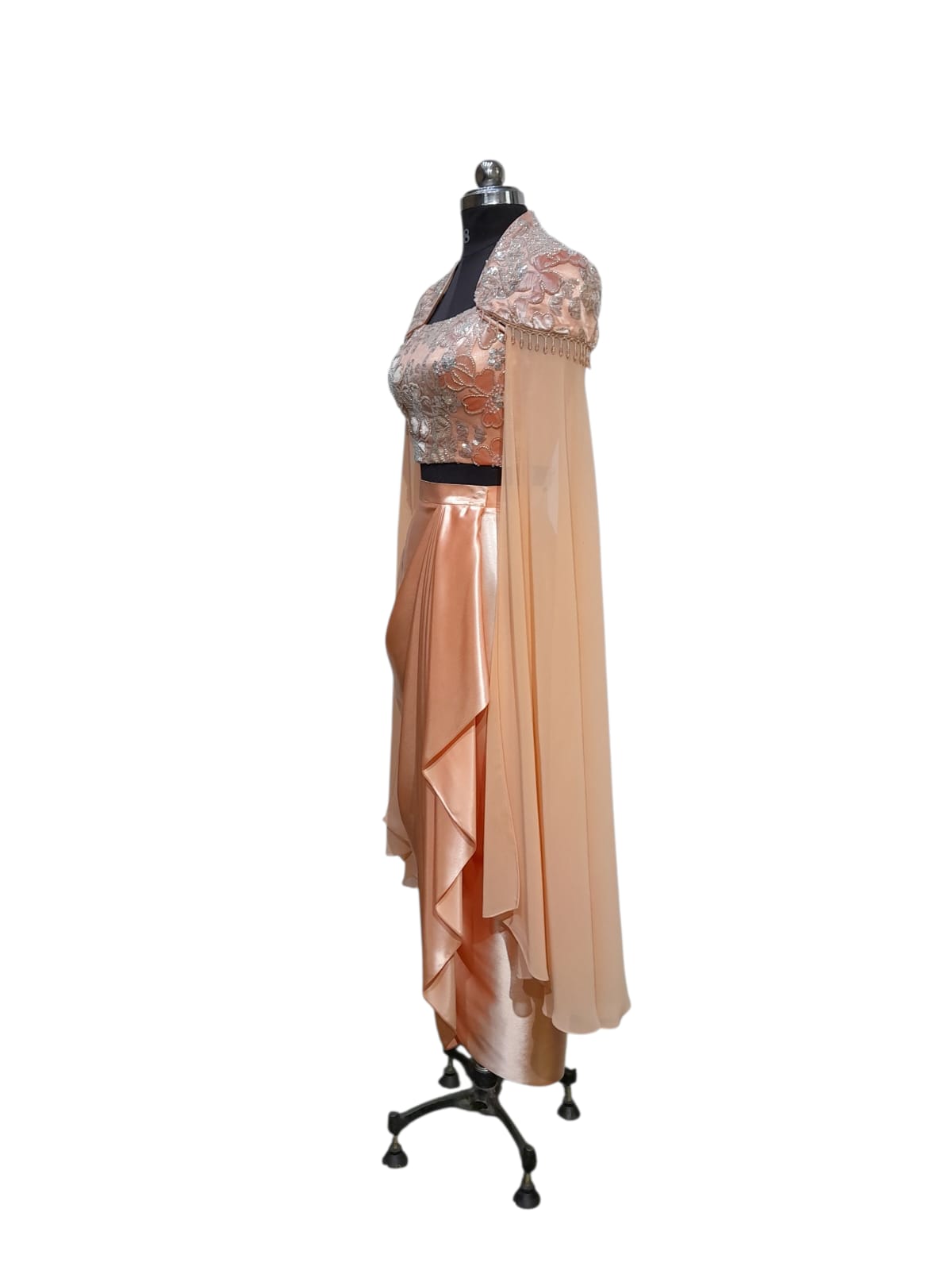 Peach Indo-Western Cape Set