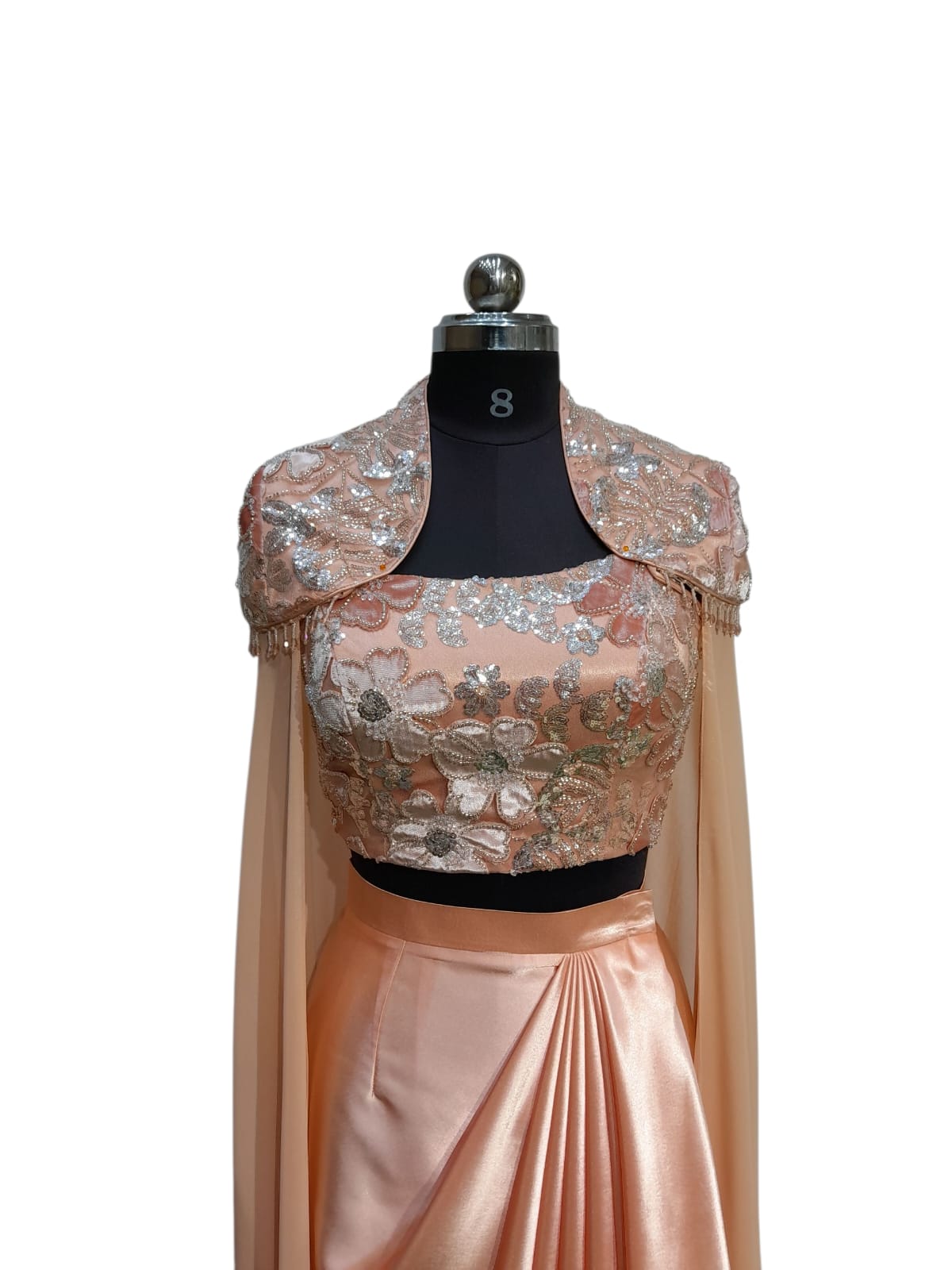 Peach Indo-Western Cape Set