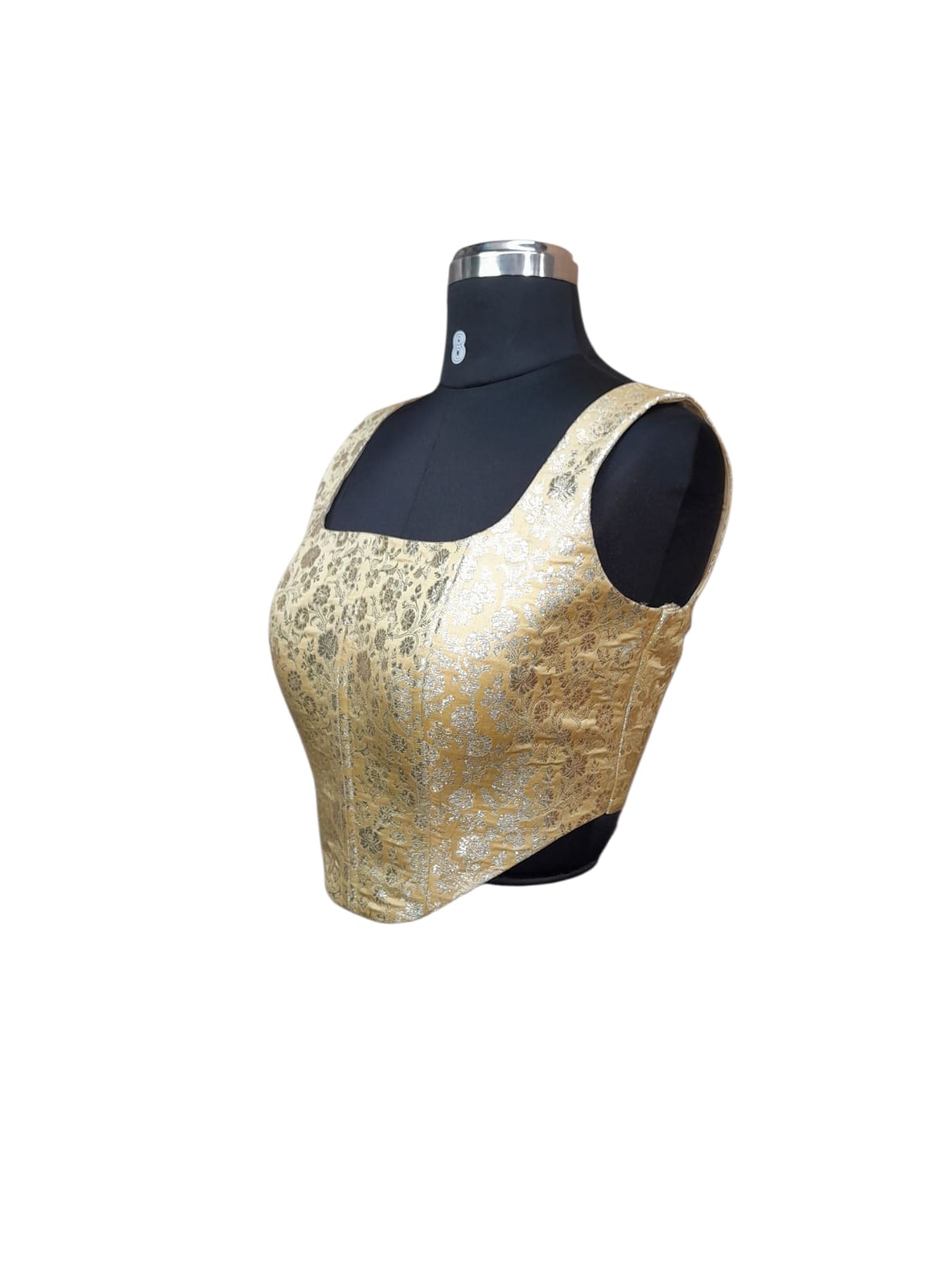 Golden Brocade Square Neck Blouse