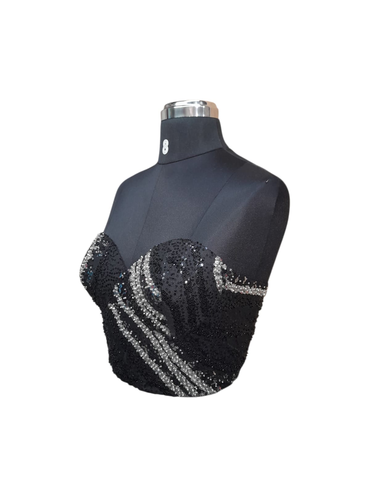 Black Sequin Embellished Corset Blouse