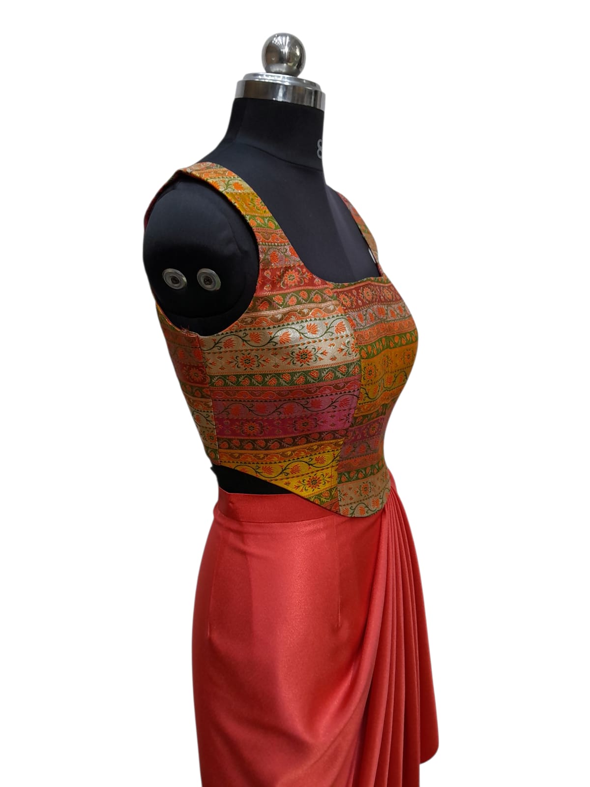 Rust Red Indo-Western Draped Dress