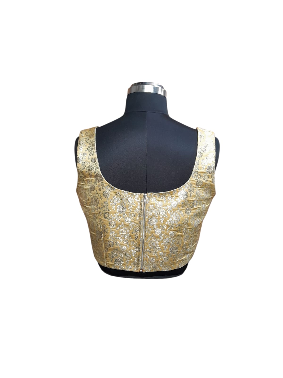 Golden Brocade Square Neck Blouse