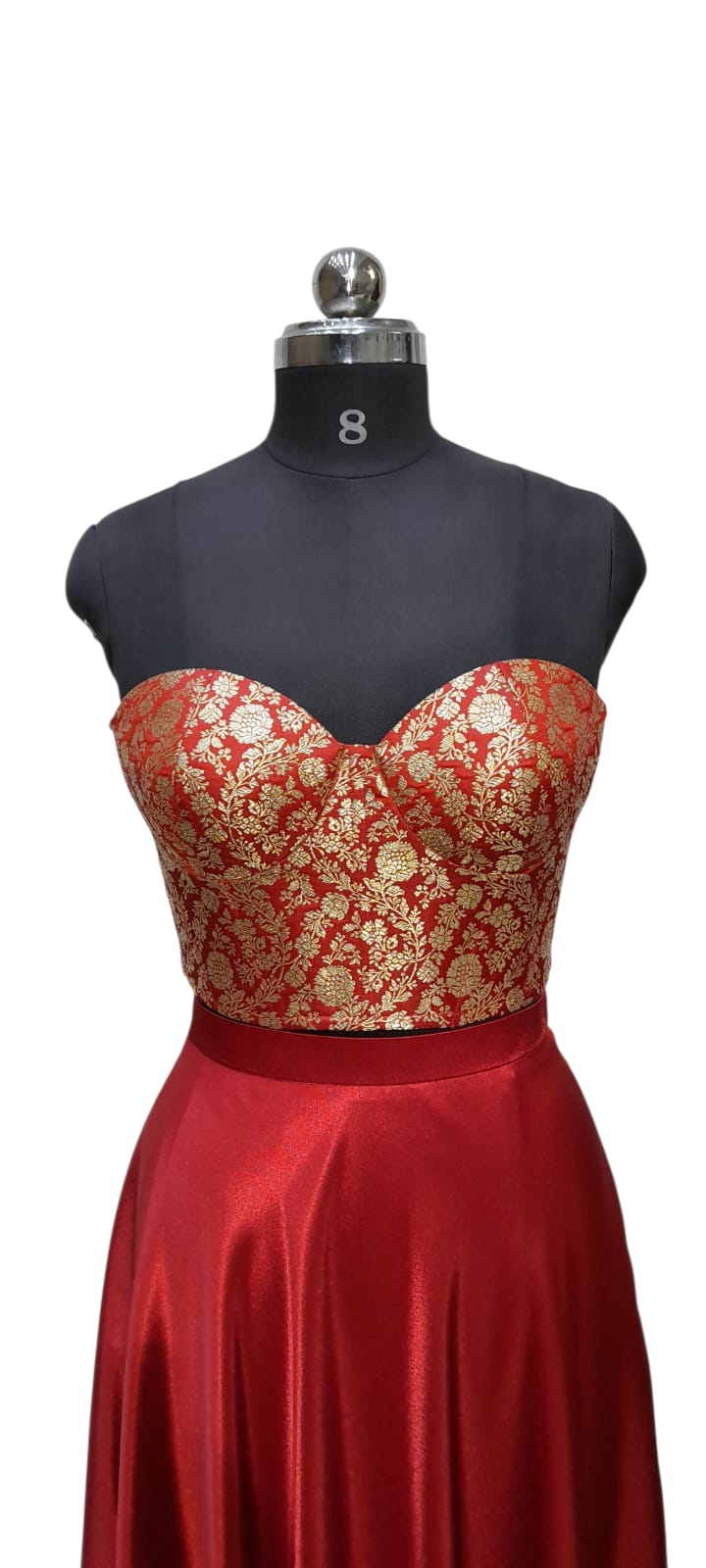 Scarlet Royale Brocade & Satin Flared Gown