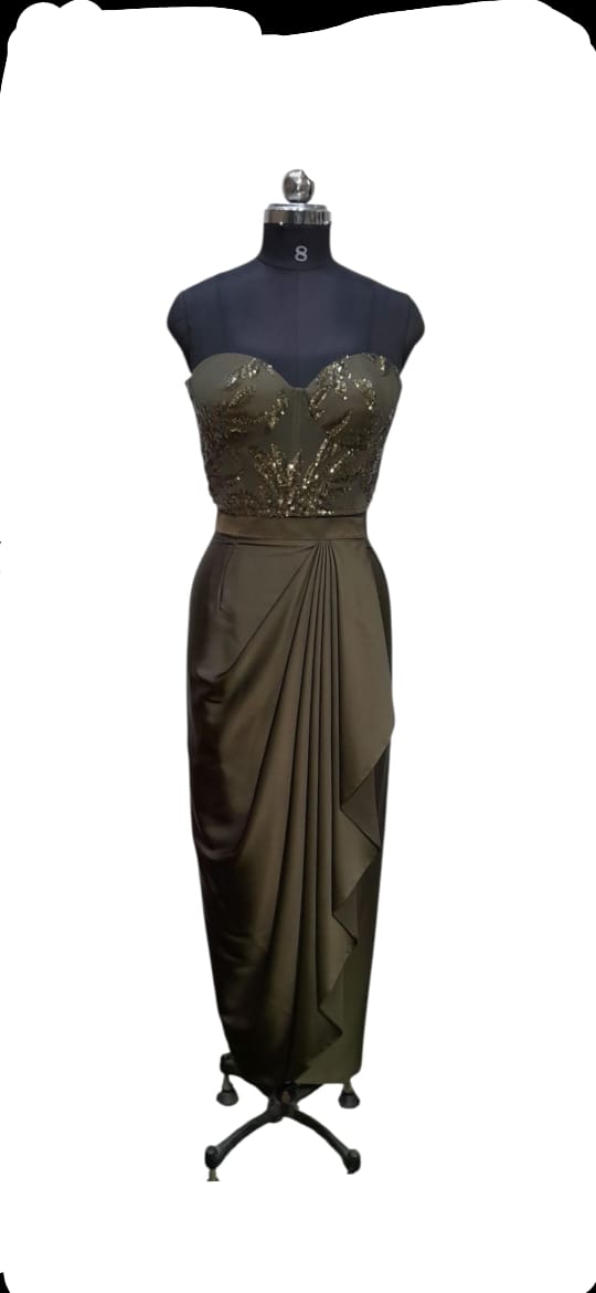 Olive Luxe Drape Ensemble