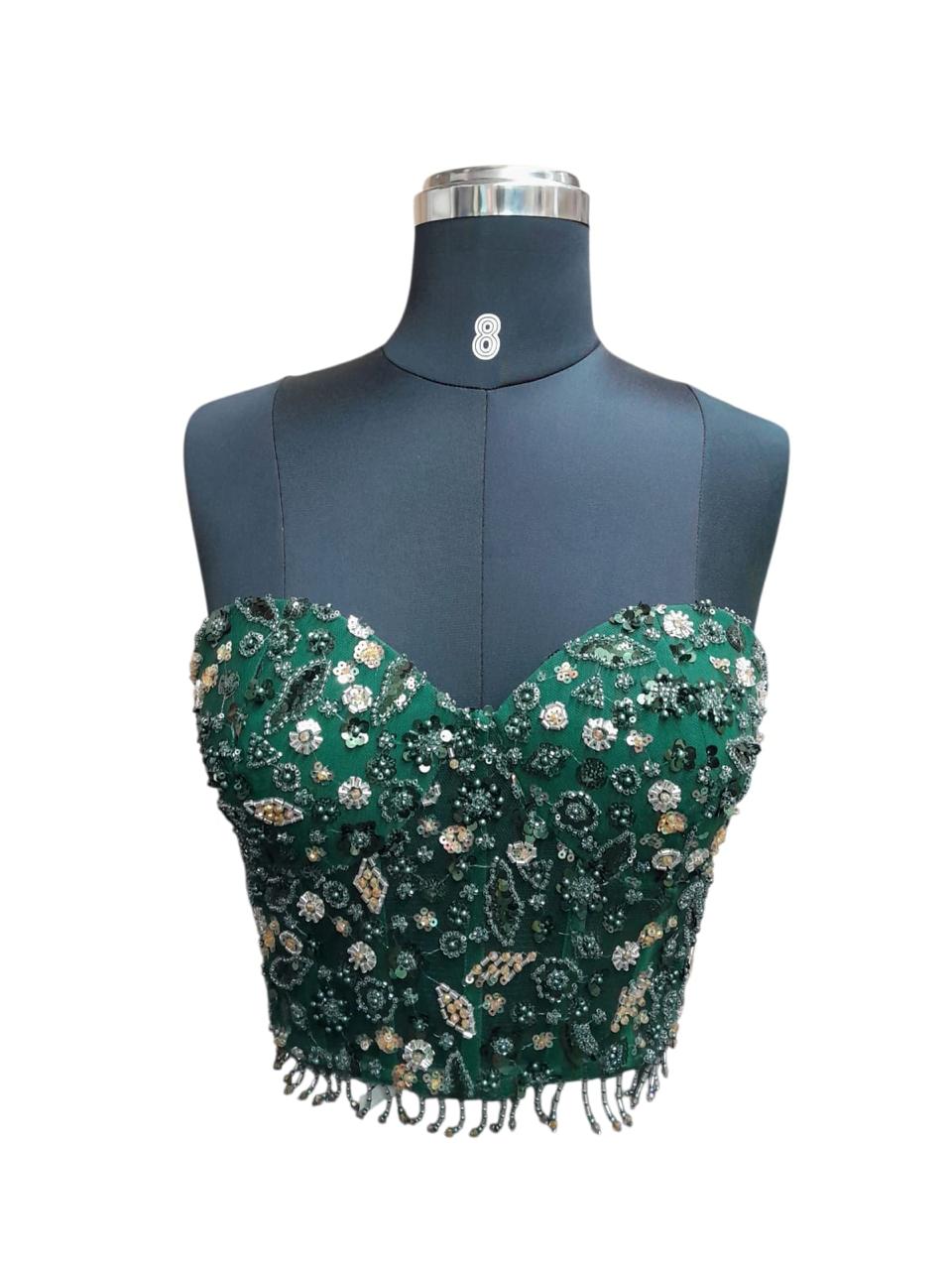 Emerald Bloom Hand-Embroidered Blouse