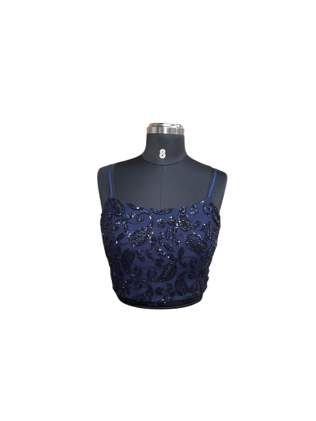 Navy Blue Sequin Embroidered Blouse