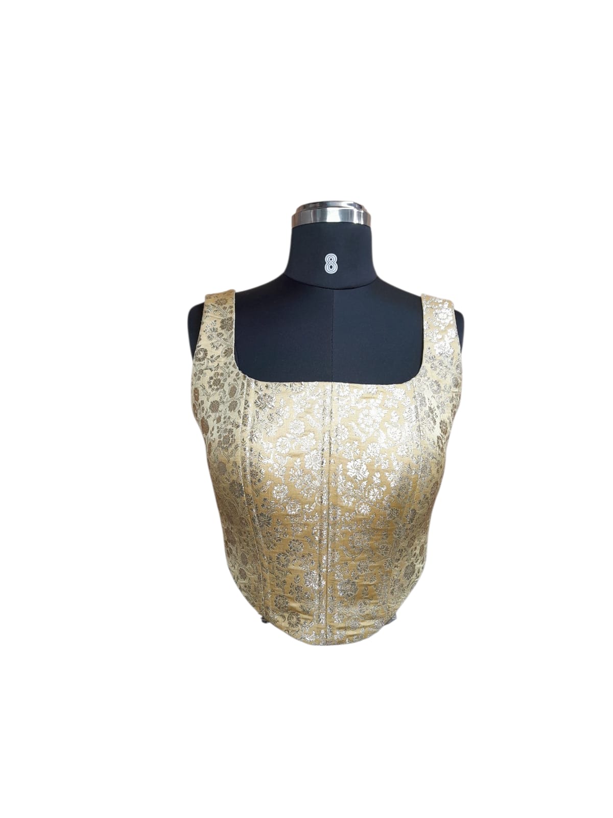 Golden Brocade Square Neck Blouse