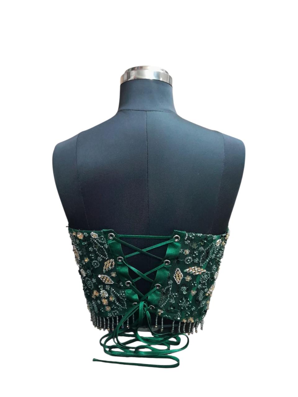 Emerald Bloom Hand-Embroidered Blouse