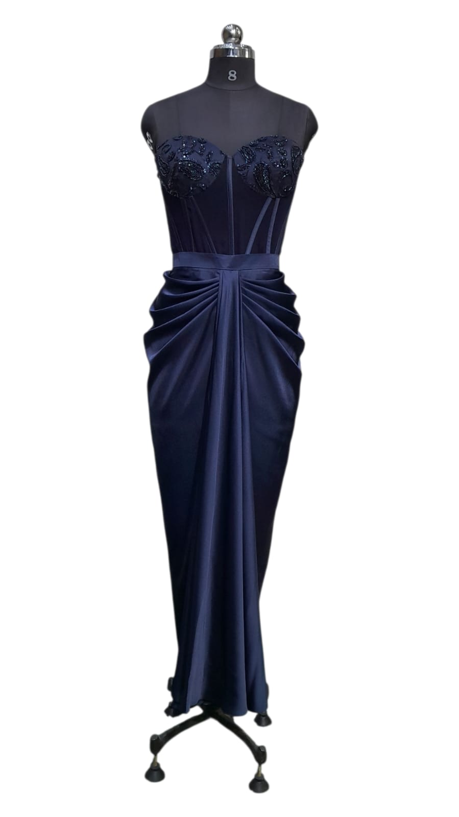 Midnight Elegance Draped Corset Gown