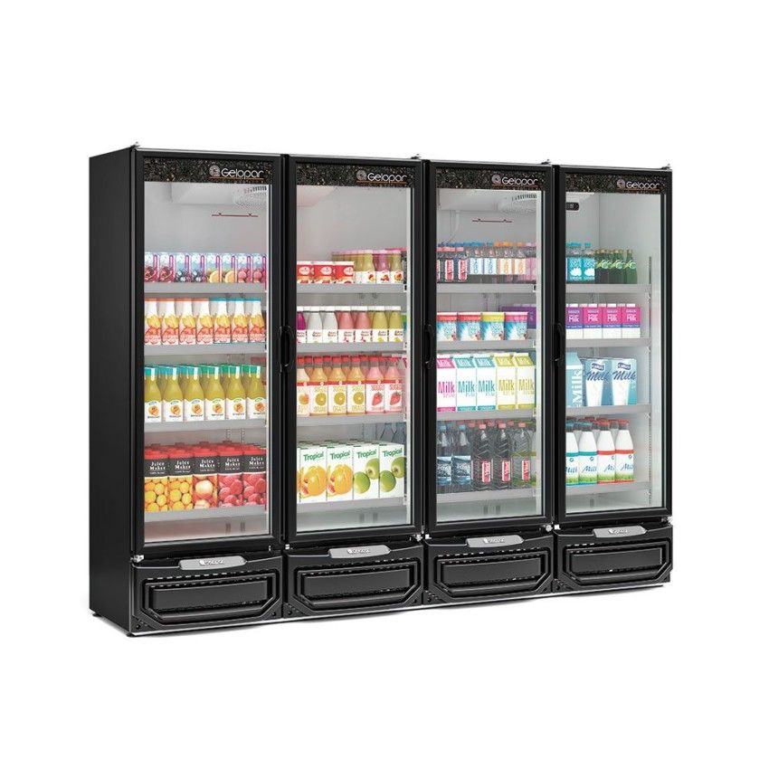 Refrigerador Vertical Conveniência 4 Portas - 1950 Litros GCVR-1950 PR - Preto 220v Gelopar