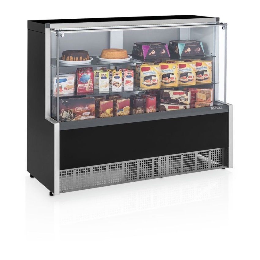 Balcão Vitrine Neutra Aurora - 1,40M MPNA-140 R Preta 220v - Gelopar