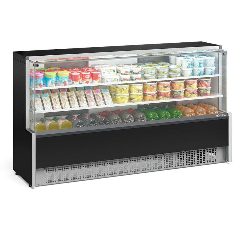 Balcão Vitrine Refrigerado Universal - 2.05m - Linha Aurora Vidro Reto GPDA-205 R PR 220v - Gelopar