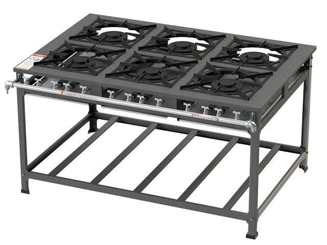 Fogão Industrial 6 Bocas pintado de preto CFZG-158 SQ 40X40 - Cefaz