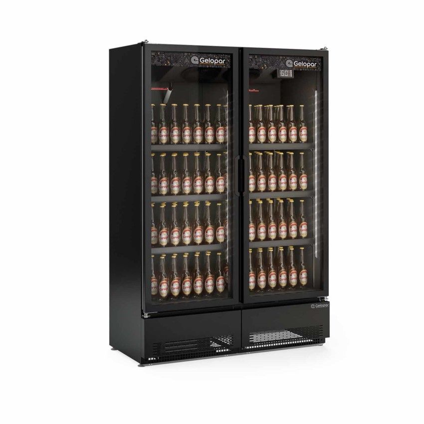 Expositor Vertical Conveniência - 2 Portas Cerveja e Carnes - 957 Litros GCBC-950 CB PR Preta 220v - Gelopar