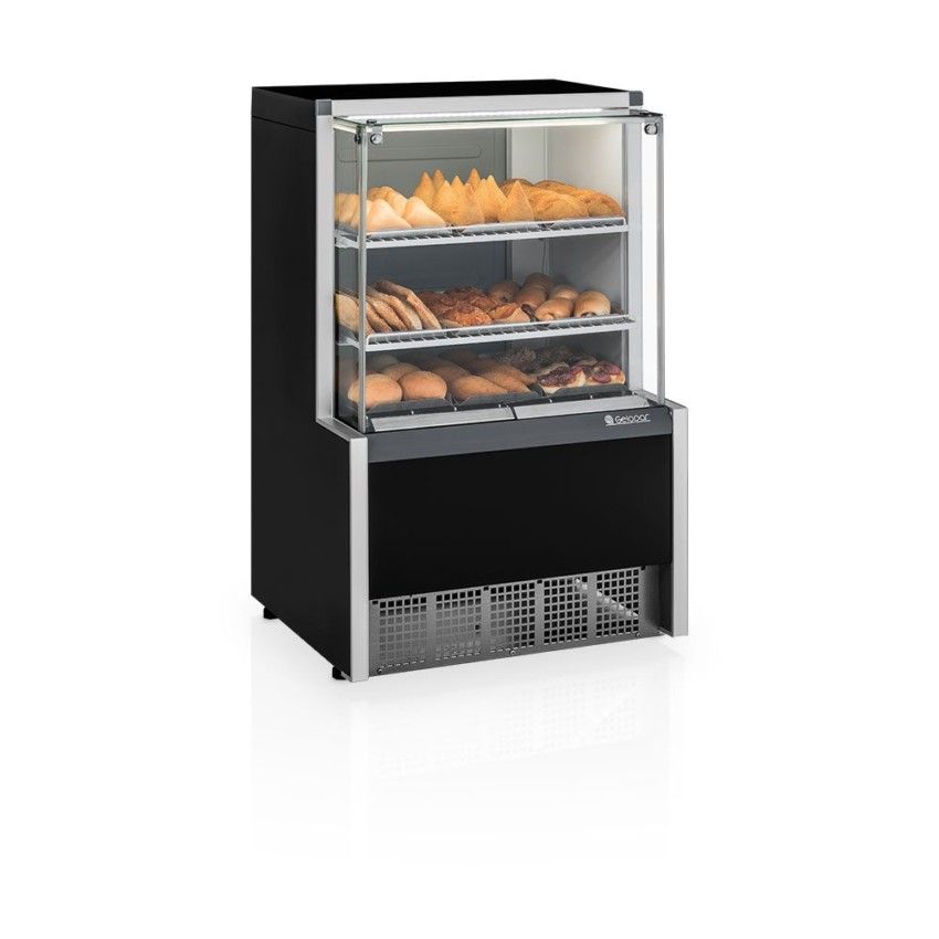 Vitrine Estufa com Bandejas - 0,75m MEQA-075R Preta 220v - Gelopar