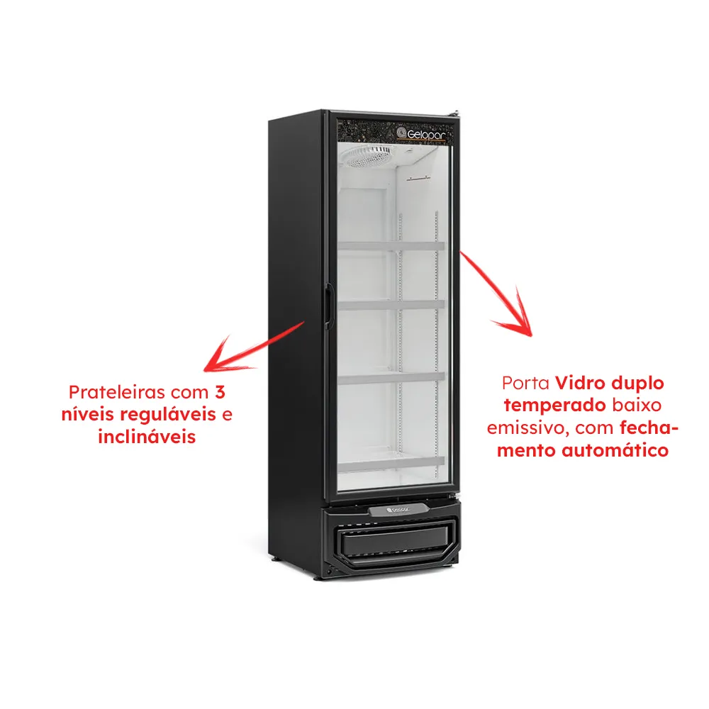 Refrigerador Vertical Expositor 414 Litros Placa Fria GPTU-40 EL PR Preta 220v - Gelopar