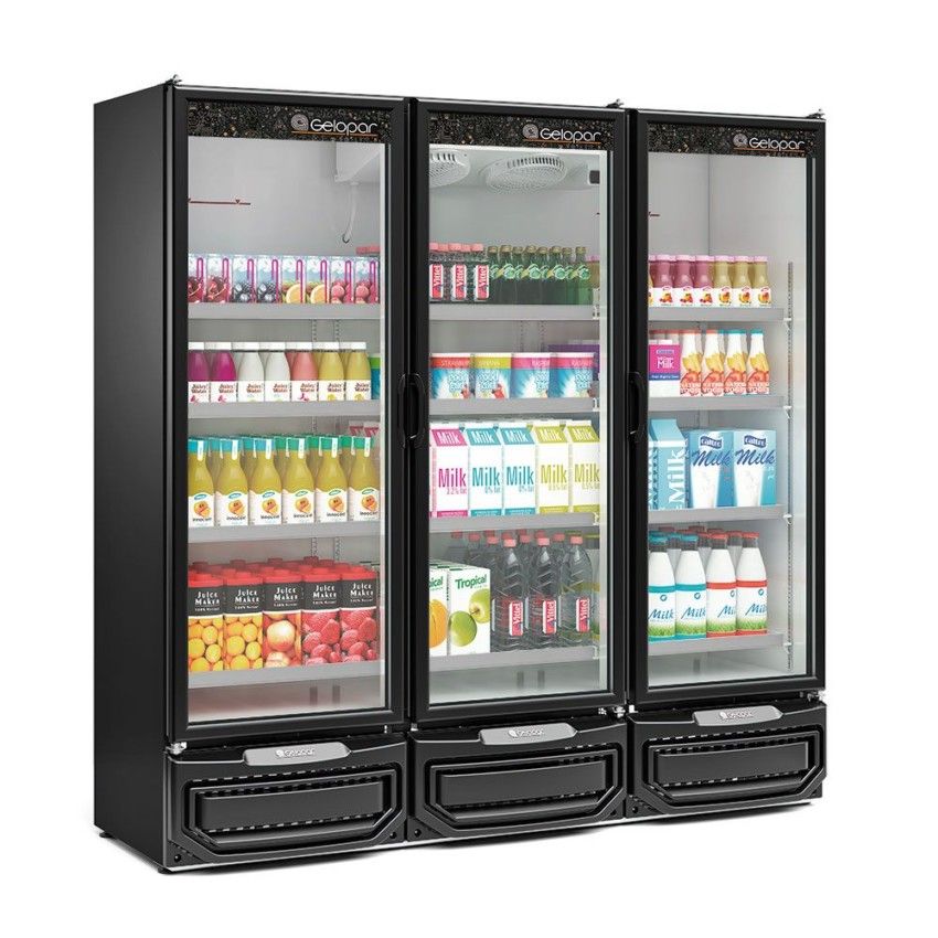 Refrigerador Vertical Conveniência 3 Portas - 1468 Litros GCVR-1450 PR - Preto 220v Gelopar