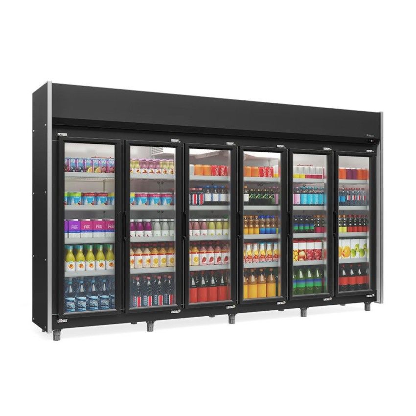 Expositor Refrigerador Vertical 6 Portas - Vidro Duplo GEAS-6P PR Preta 220v - Gelopar