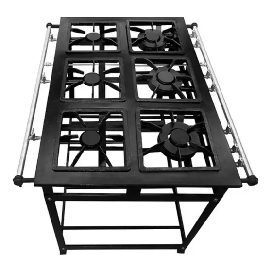Fogão Industrial 6 Bocas pintado de preto CFZG-158 SQ 40X40 - Cefaz